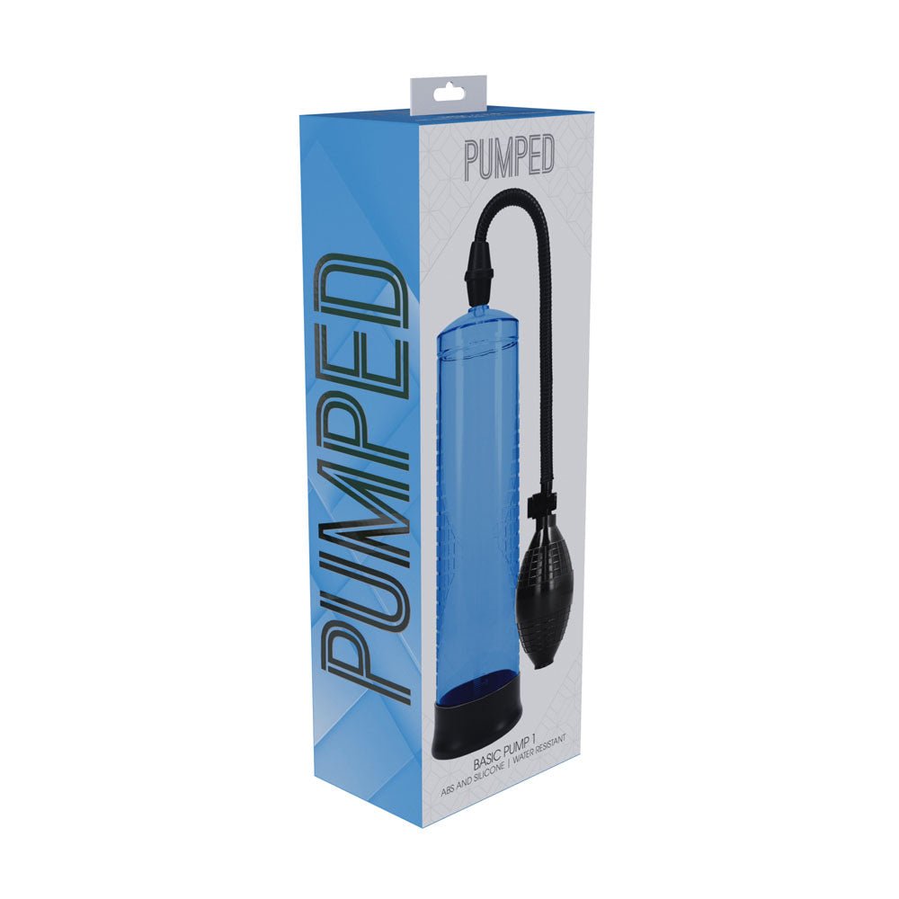 PUMPED Basic Pump 1 - Blue - Blue Penis Pump - silkandsin