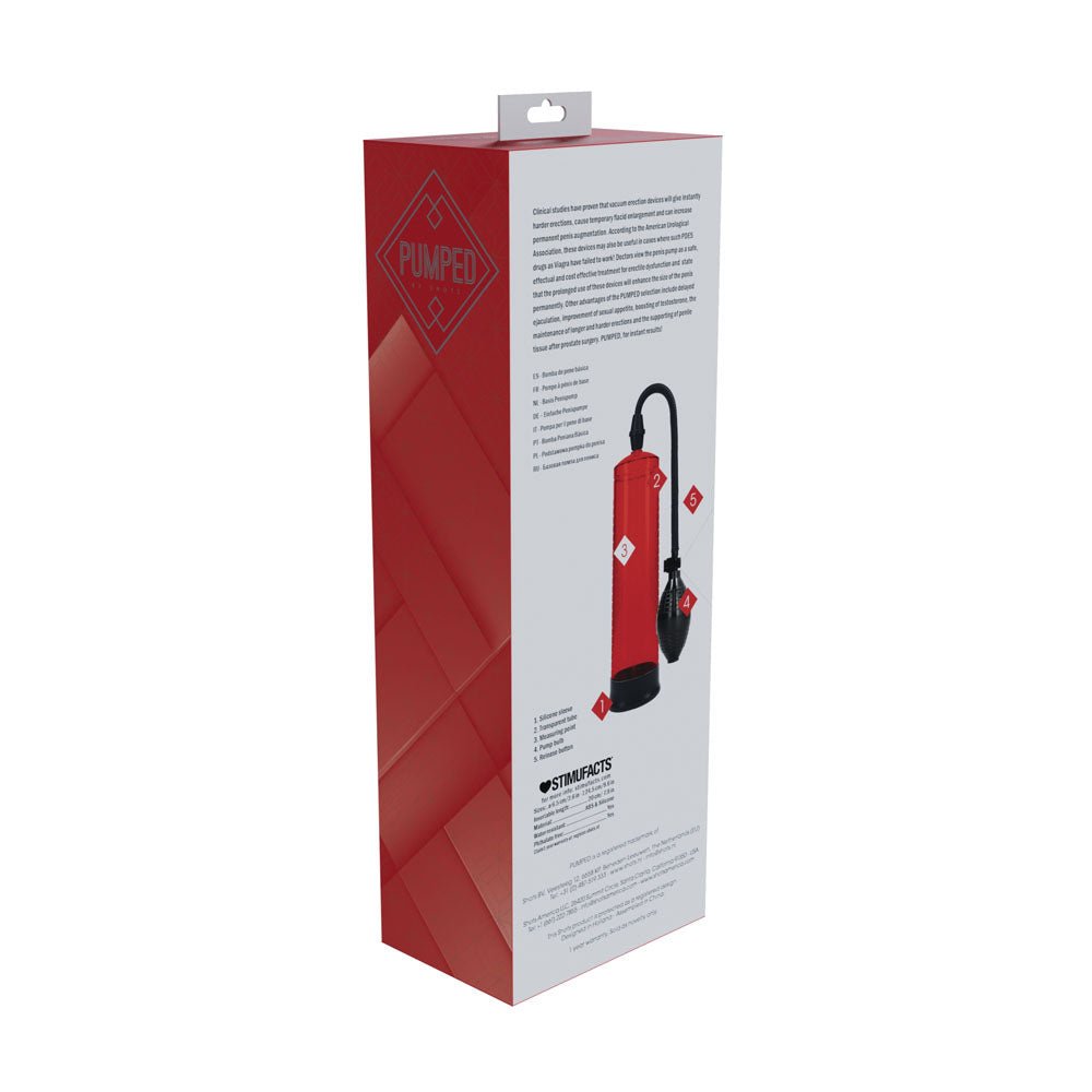 PUMPED Basic Pump 1 - Red - Red Penis Pump - silkandsin