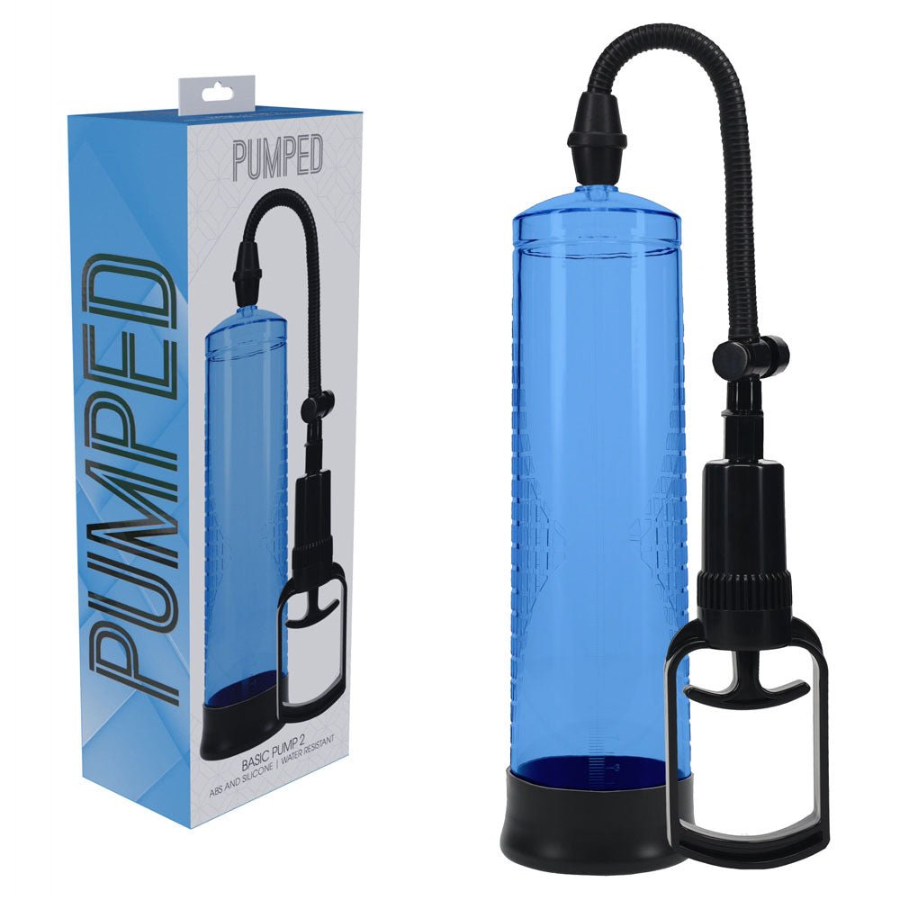 PUMPED Basic Pump 2 - Blue - Blue Penis Pump - silkandsin