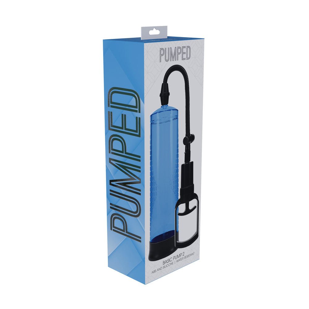 PUMPED Basic Pump 2 - Blue - Blue Penis Pump - silkandsin