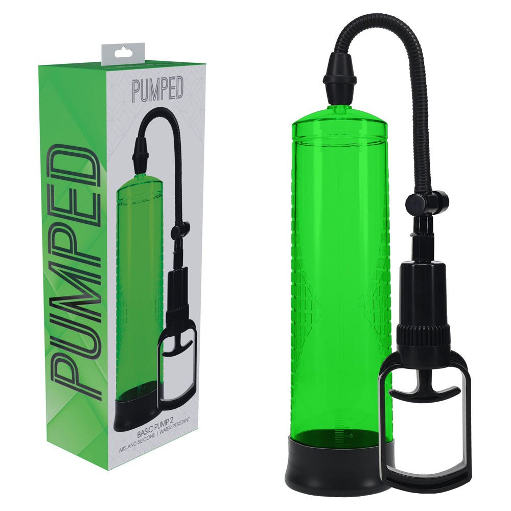 PUMPED Basic Pump 2 - Green - Green Penis Pump - silkandsin