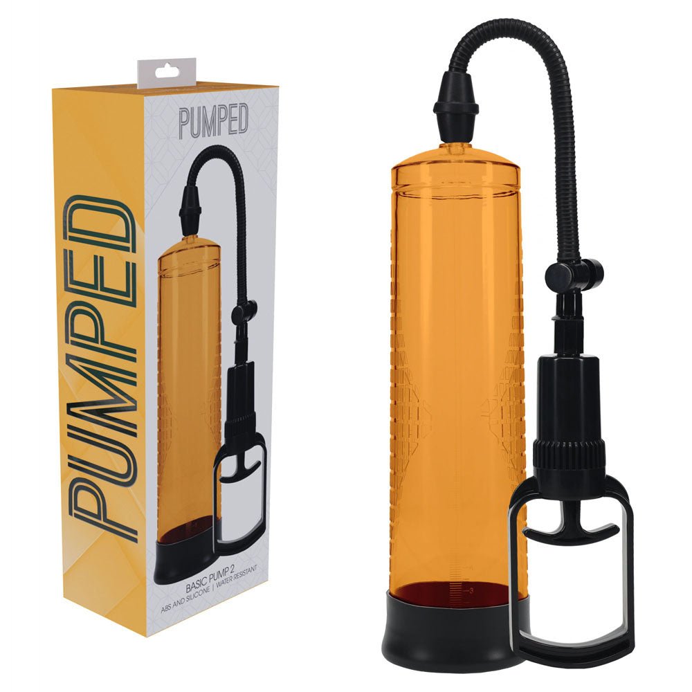 PUMPED Basic Pump 2 - Orange - Orange Penis Pump - silkandsin