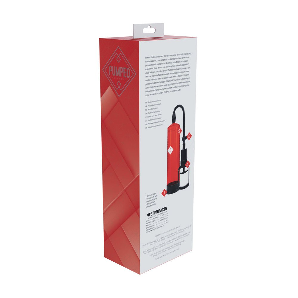 PUMPED Basic Pump 2 - Red - Red Penis Pump - silkandsin