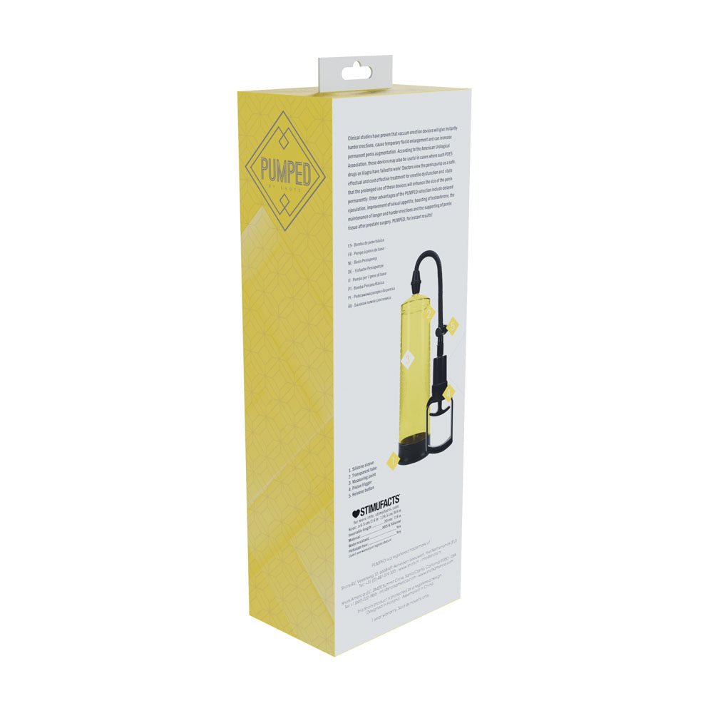 PUMPED Basic Pump 2 - Yellow - Yellow Penis Pump - silkandsin