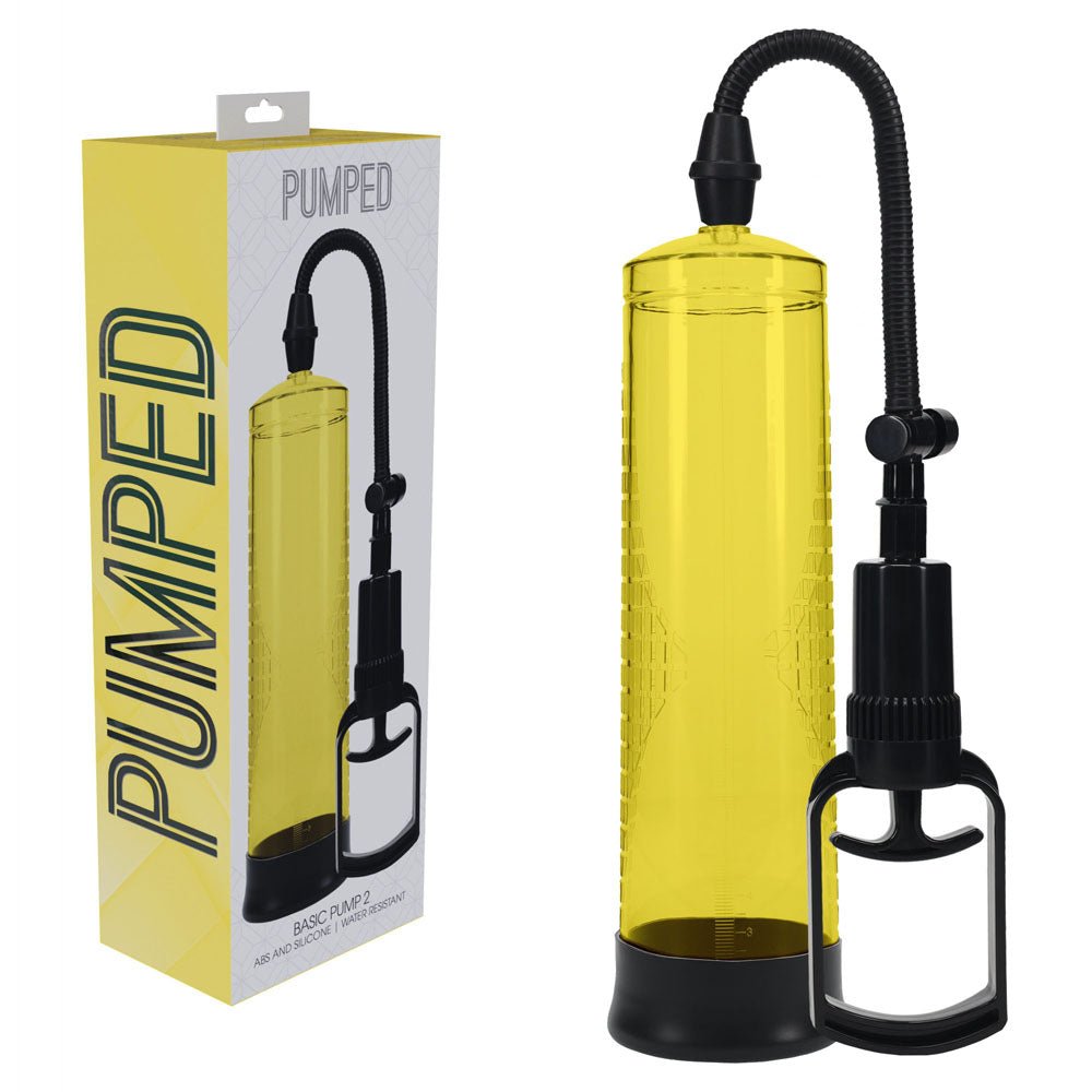 PUMPED Basic Pump 2 - Yellow - Yellow Penis Pump - silkandsin