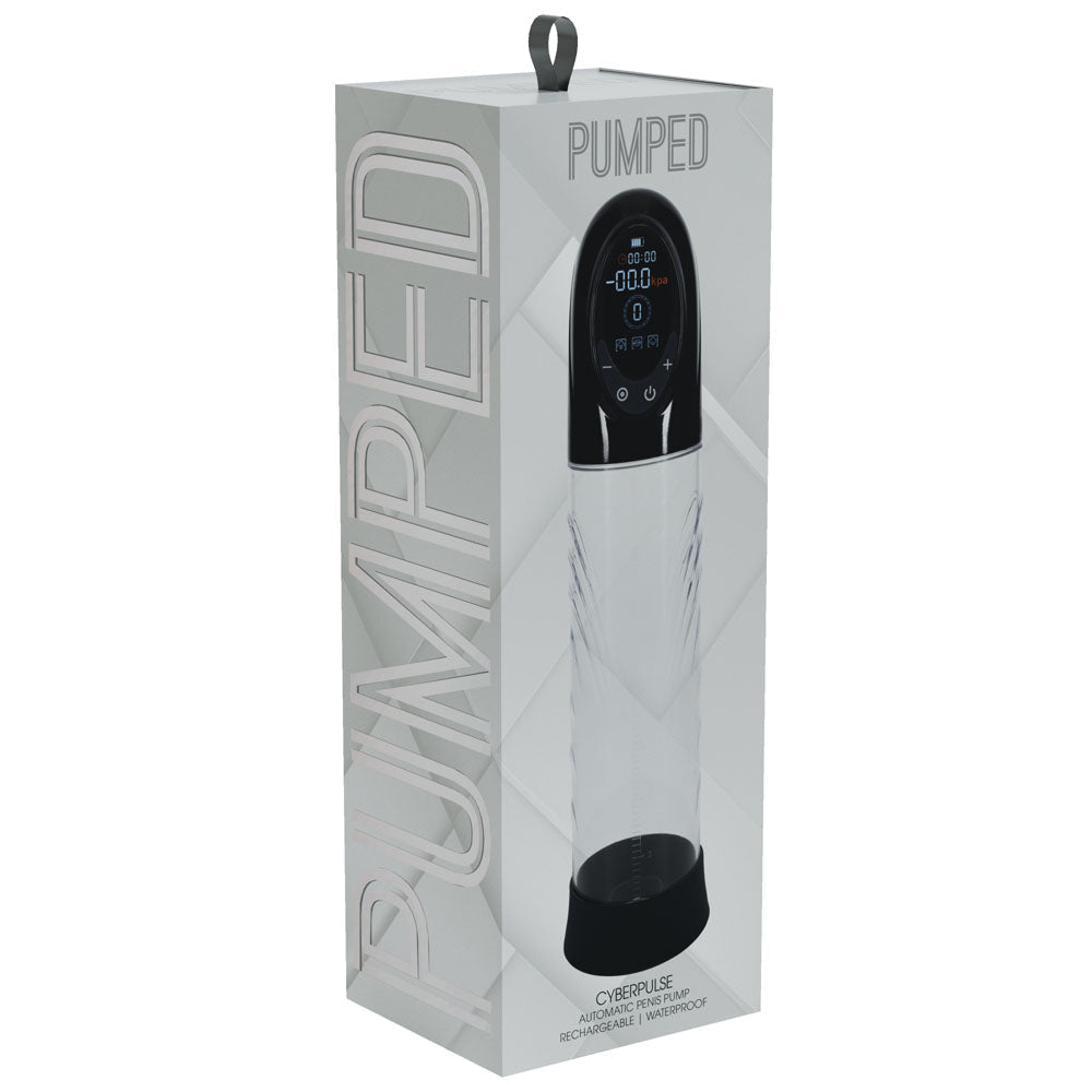 PUMPED CyberPulse Automatic Penis Pump - Black - Black/Clear USB Rechargeable Auto Penis Pump - silkandsin