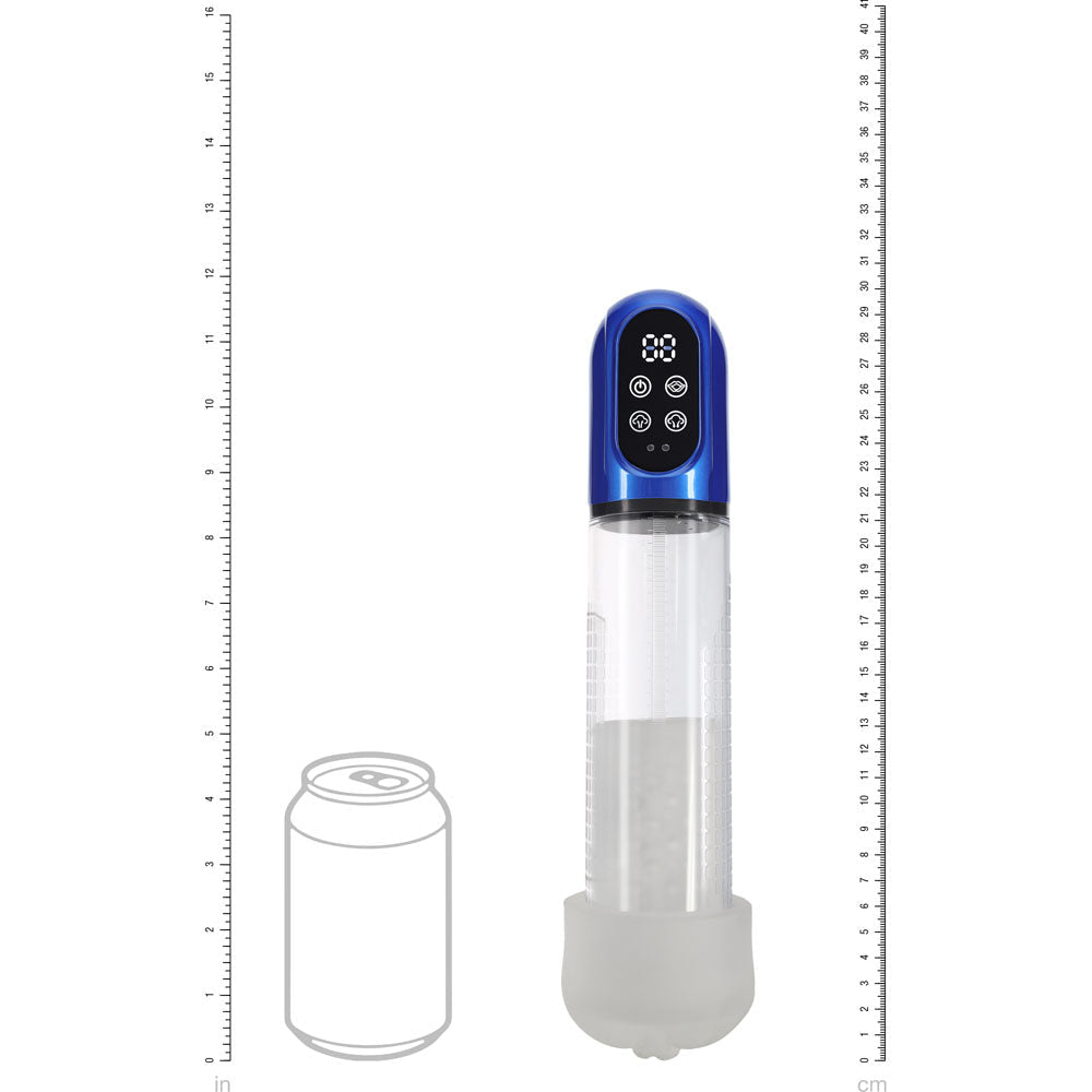 PUMPED Engage Automatic Penis Pump - Blue - Metallic Blue USB Rechargeable Auto Penis Pump - silkandsin