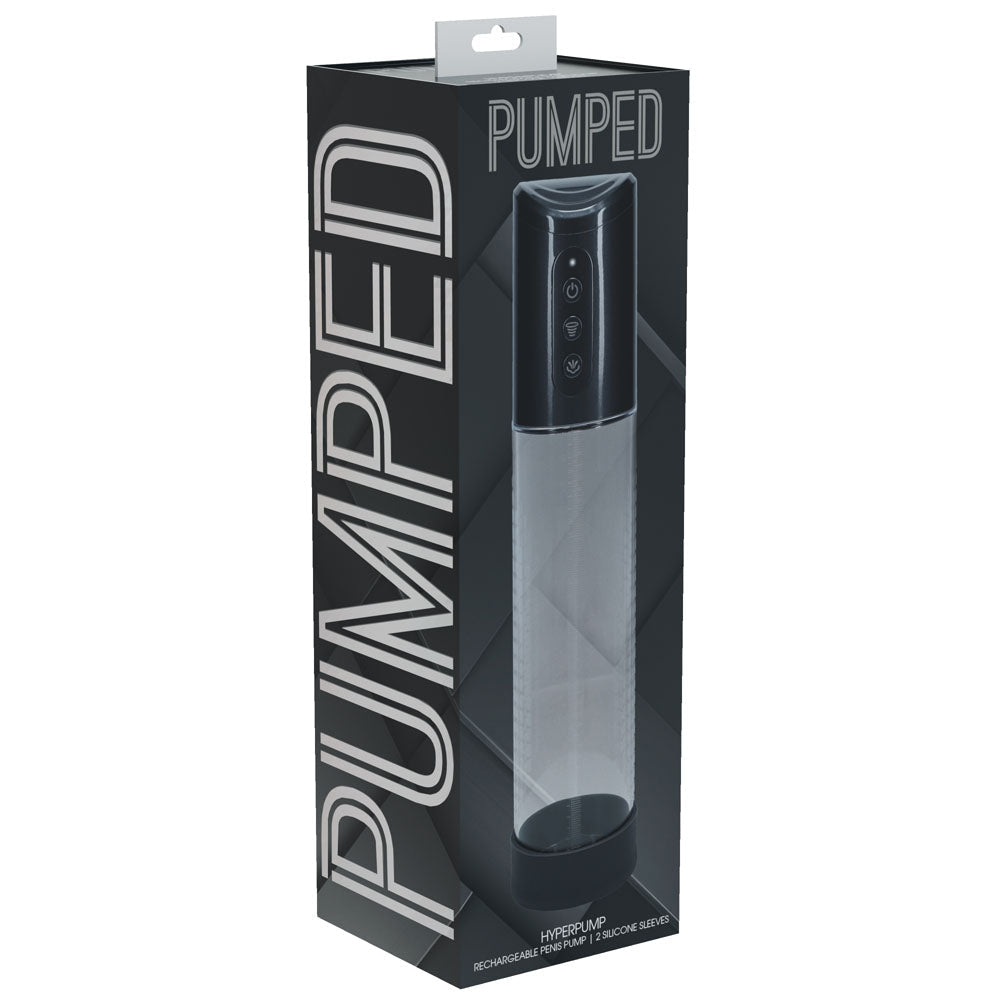 PUMPED Hyperpump Automatic Pump - Gunmetal - Gunmetal Grey USB Rechargeable Auto Penis Pump - silkandsin
