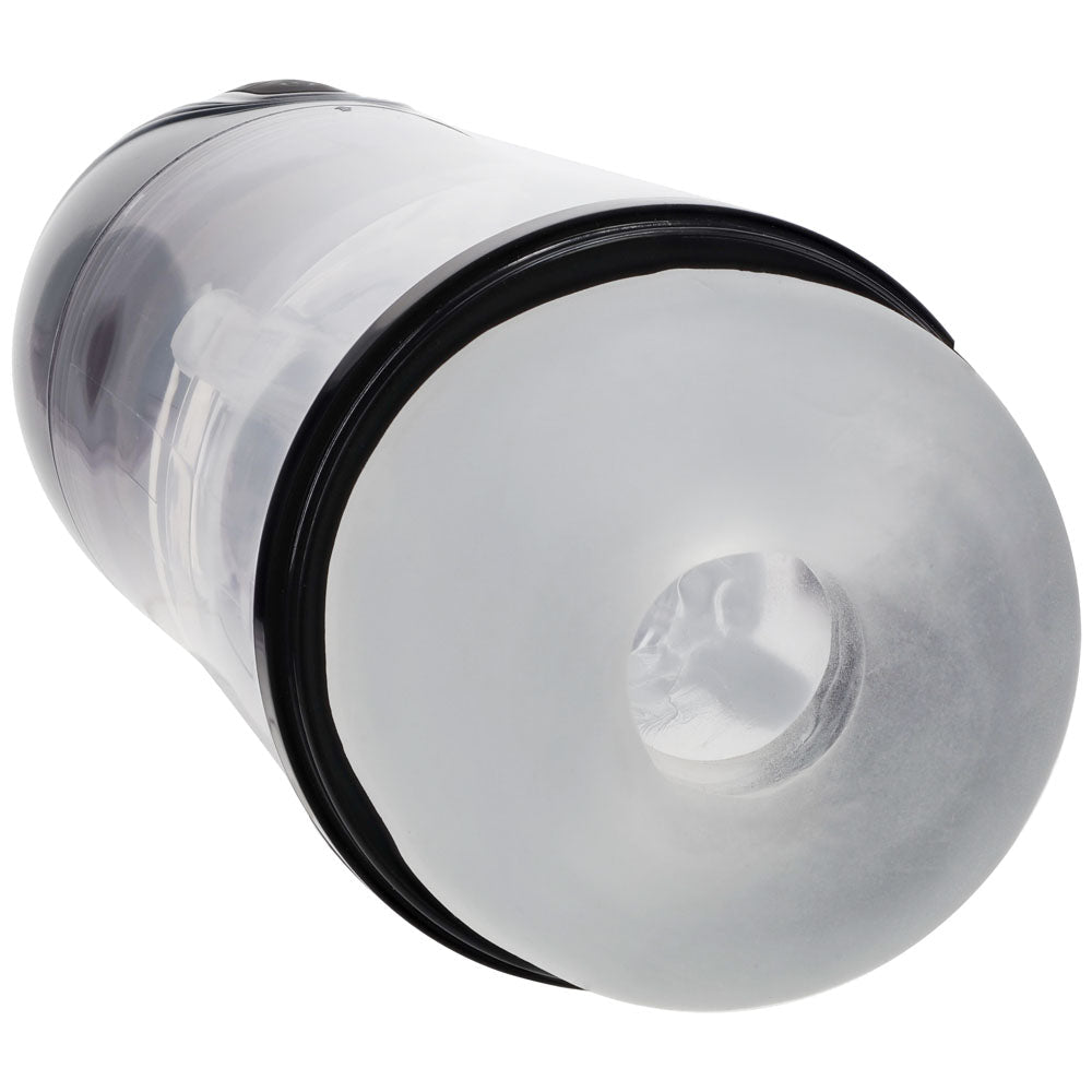 PUMPED SonicPull - Gunmetal - Gunmetal Grey/Clear USB Rechargeable Sucking And Vibrating Auto Masturbator - silkandsin