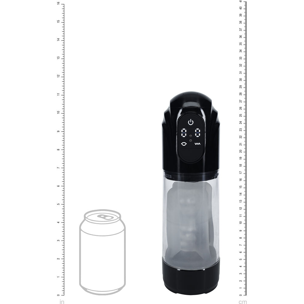 PUMPED TechnoThrust Auto Masturbator - Black/Clear USB Rechargeable Auto Maturbator - silkandsin