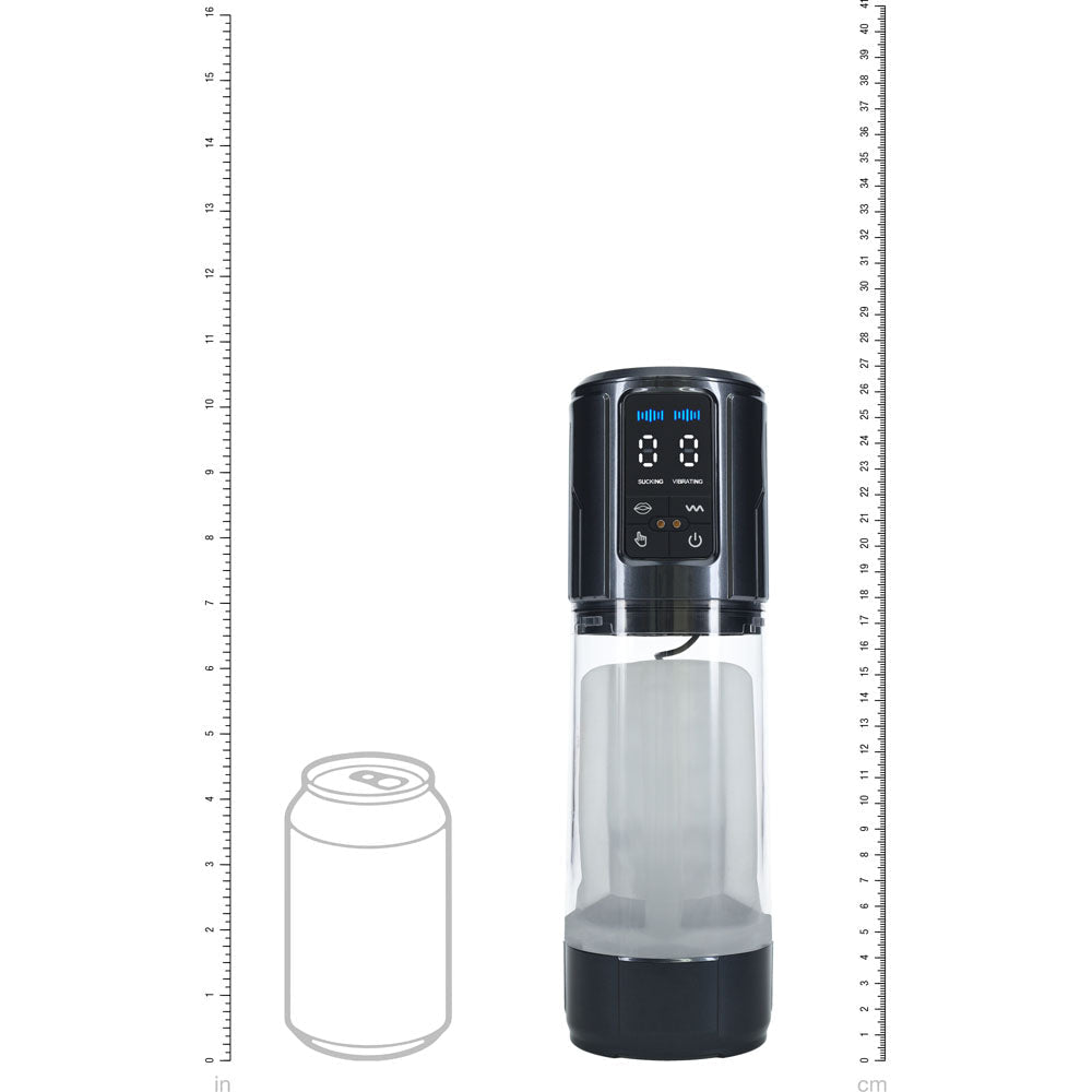 PUMPED UltraLift Automatic Masturbator - Gunmetal Grey/Clear USB Rechargeable Auto Masturbator - silkandsin