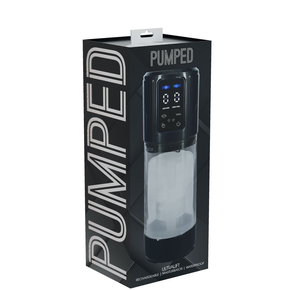 PUMPED UltraLift Automatic Masturbator - Gunmetal Grey/Clear USB Rechargeable Auto Masturbator - silkandsin