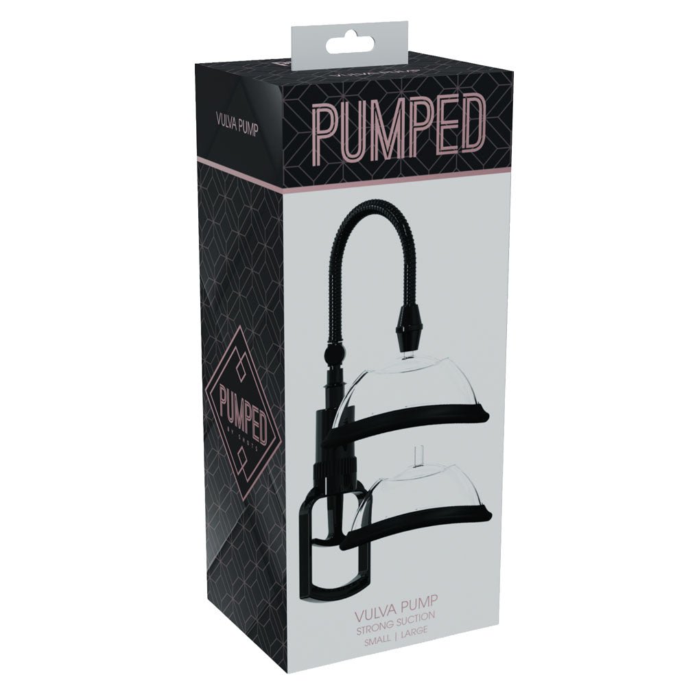 Pumped Vulva Pump - Black - Black Vagina Pump with 2 Cups - Silk and Sin