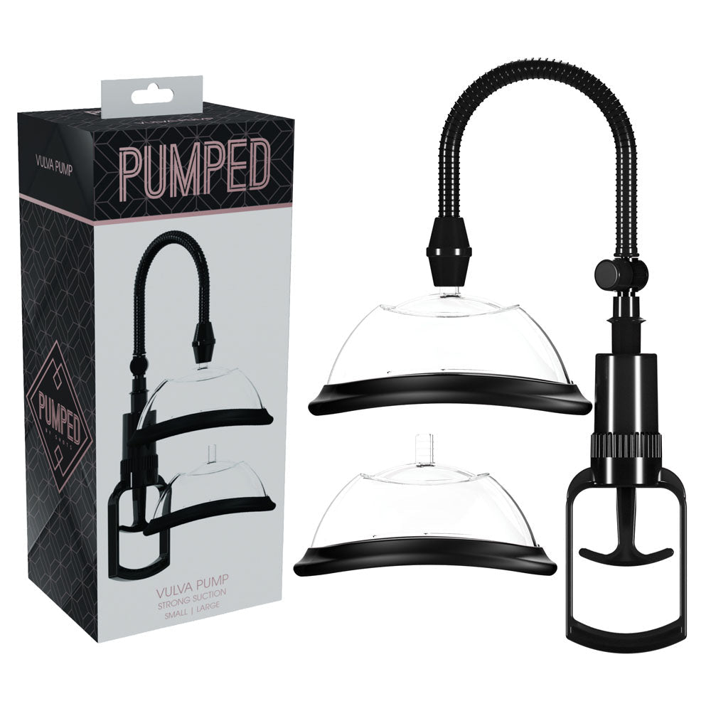 Pumped Vulva Pump - Black - Black Vagina Pump with 2 Cups - Silk and Sin