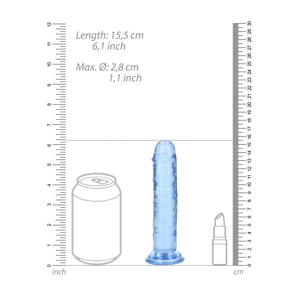 REALROCK 15.5 cm Straight Dildo - Blue - Blue 15.5 cm (6'') Dong - silkandsin