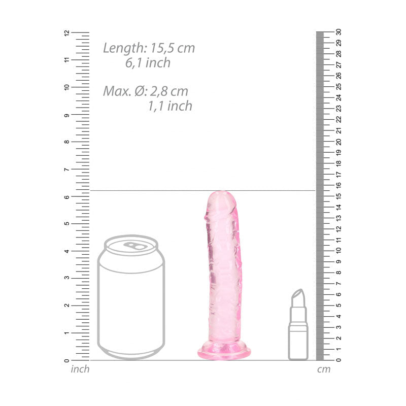 REALROCK 15.5 cm Straight Dildo - Pink - Pink 15.5 cm (6'') Dong - silkandsin