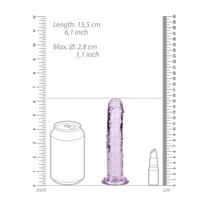 REALROCK 15.5 cm Straight Dildo - Purple - Purple 15.5 cm (6'') Dong - silkandsin