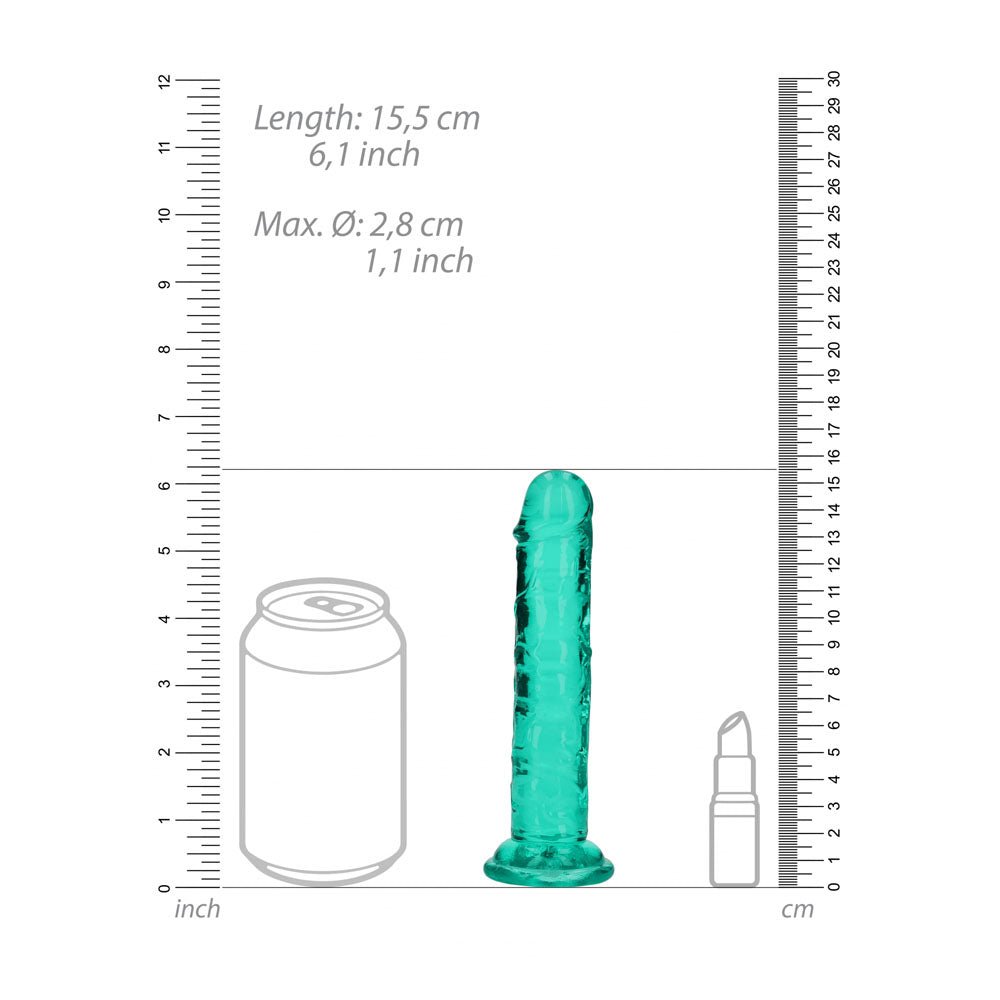 REALROCK 15.5 cm Straight Dildo - Turquoise - Turquoise 15.5 cm (6'') Dong - silkandsin