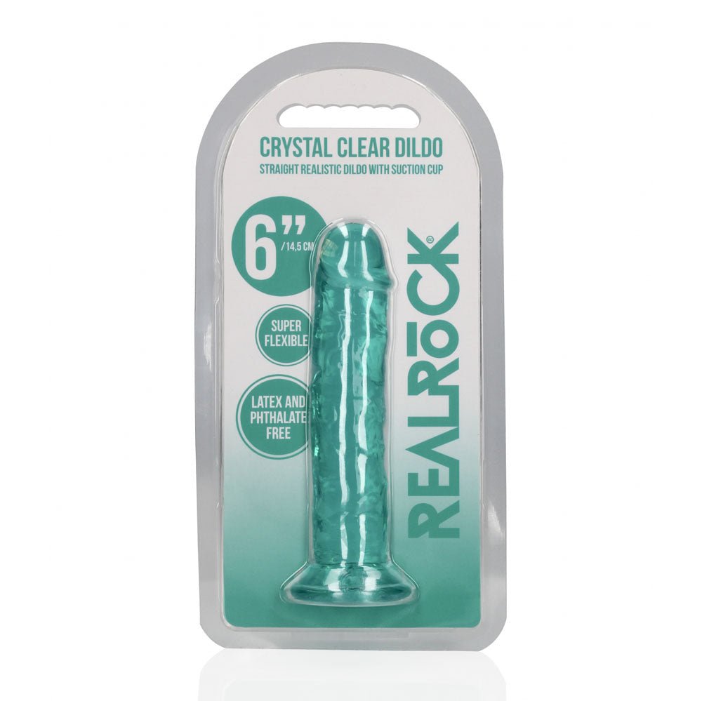 REALROCK 15.5 cm Straight Dildo - Turquoise - Turquoise 15.5 cm (6'') Dong - silkandsin