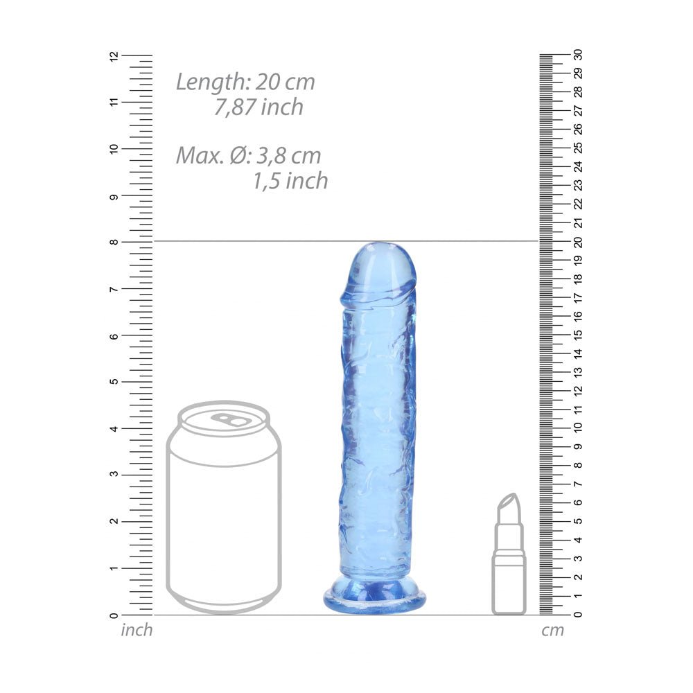 REALROCK 18 cm Straight Dildo - Blue - Blue 18 cm (7'') Dong - silkandsin