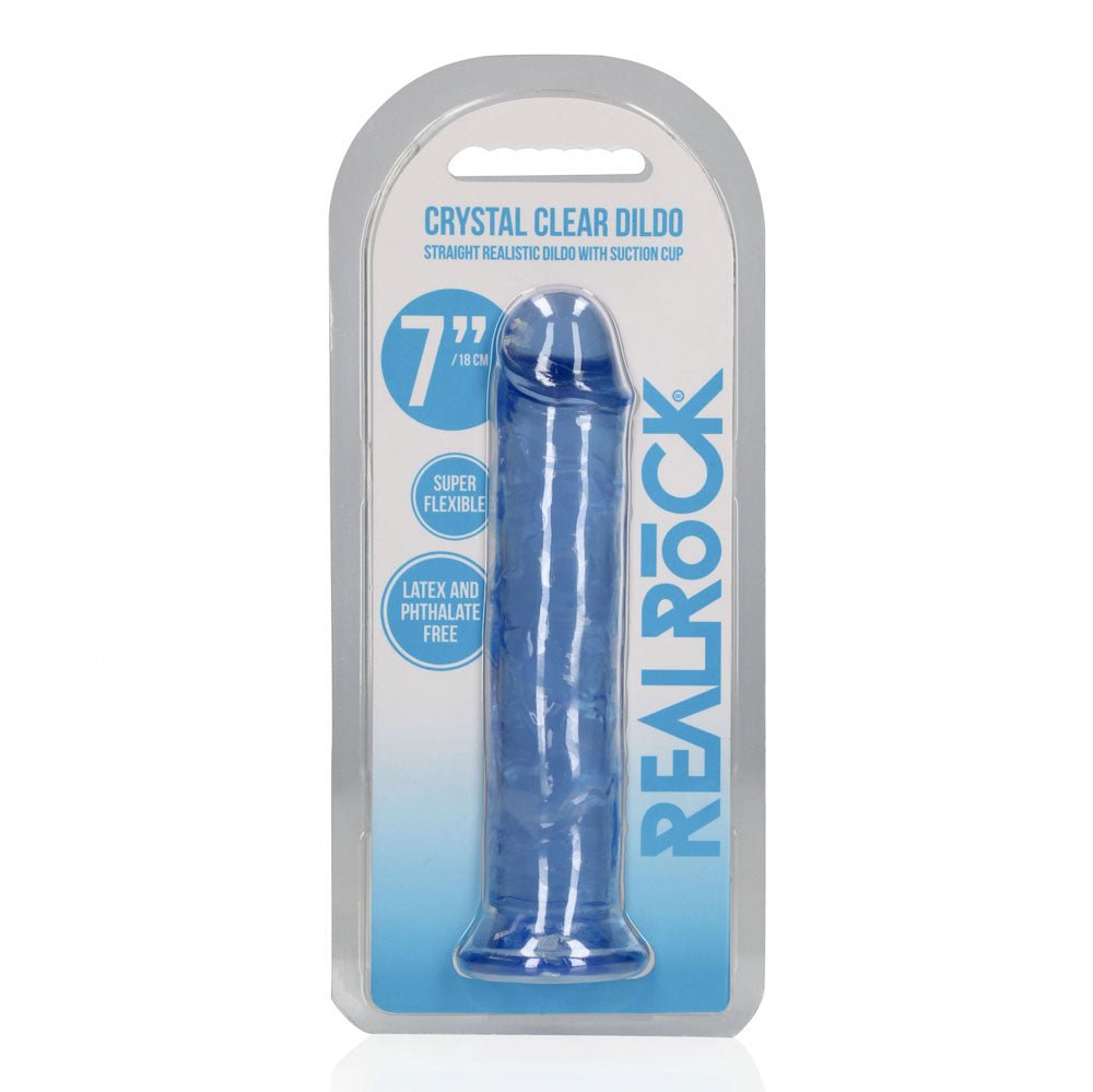 REALROCK 18 cm Straight Dildo - Blue - Blue 18 cm (7'') Dong - silkandsin