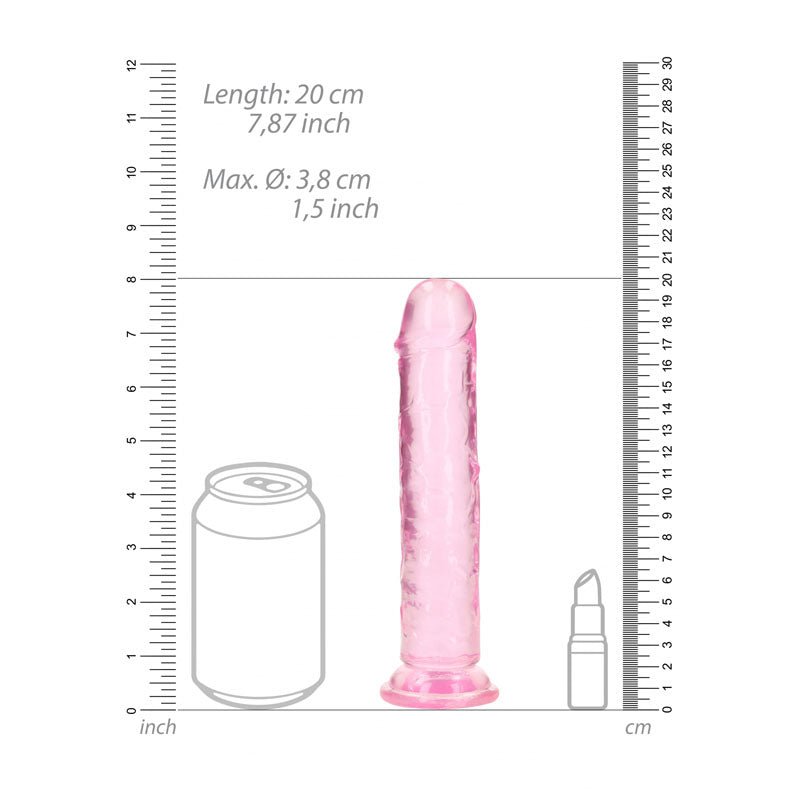REALROCK 18 cm Straight Dildo - Pink - Pink 18 cm (7'') Dong - silkandsin