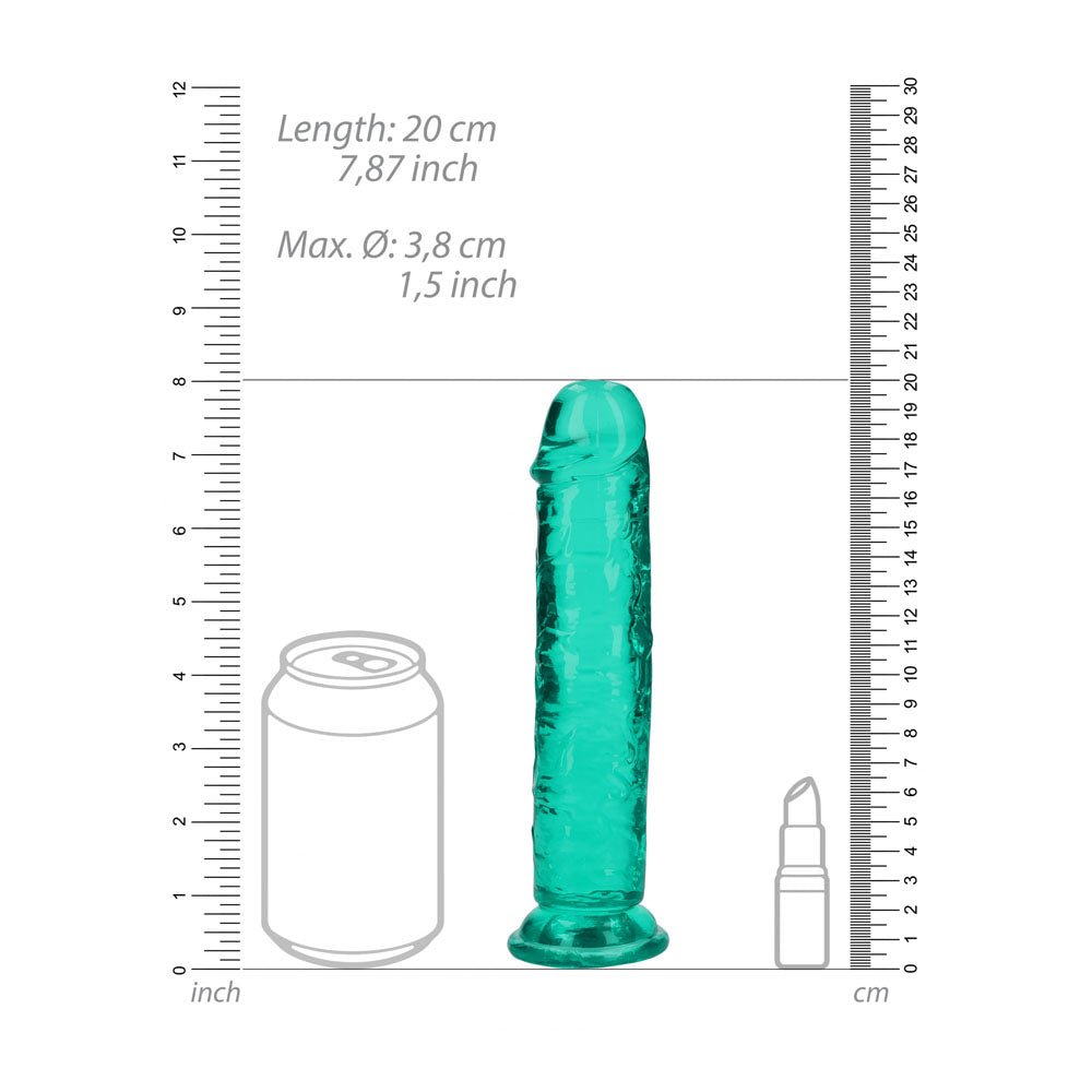 REALROCK 18 cm Straight Dildo - Turquoise - Turquoise 18 cm (7'') Dong - silkandsin