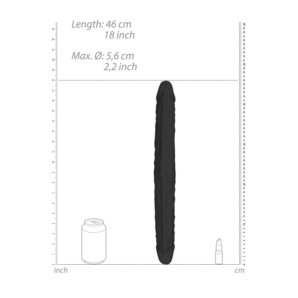 REALROCK 18'' Double Dildo - Black - Black 46 cm Double Dong - silkandsin