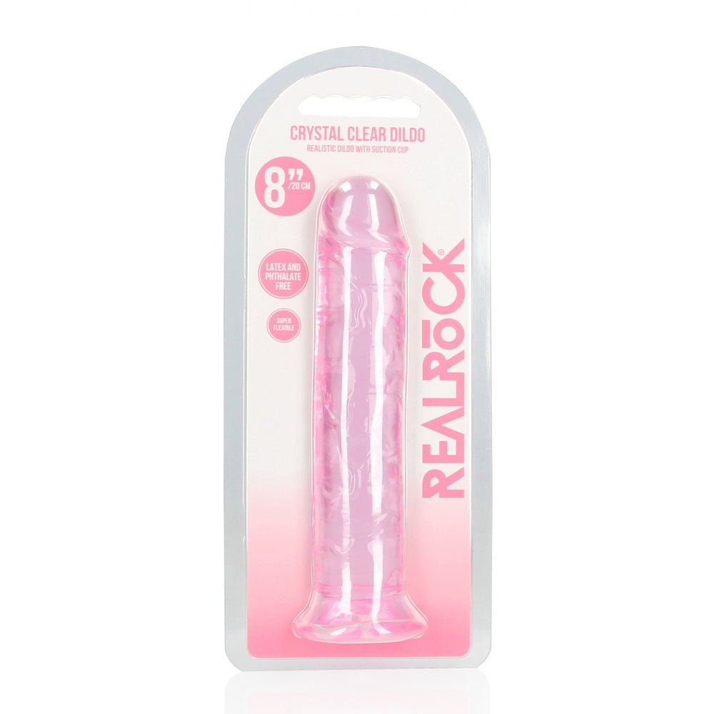 REALROCK 20 cm Straight Dildo - Pink - Pink 20 cm (8'') Dong - silkandsin