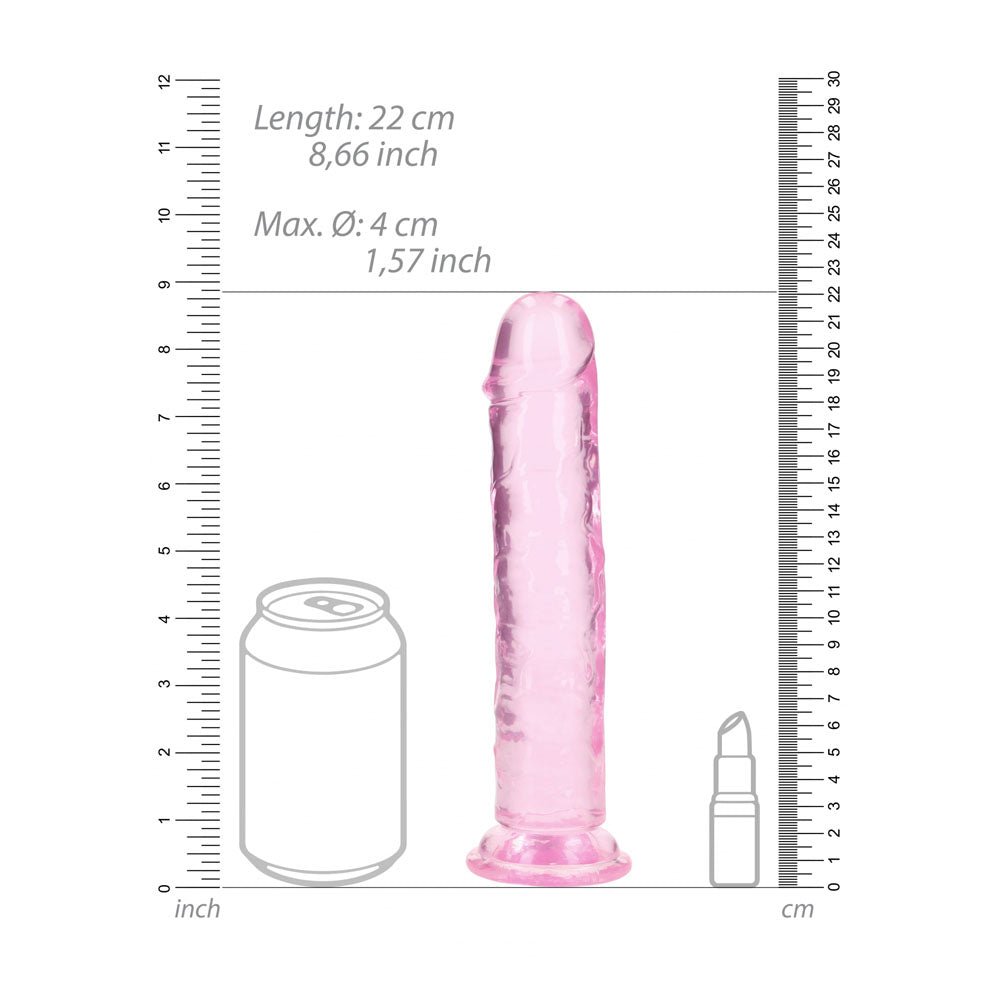 REALROCK 20 cm Straight Dildo - Pink - Pink 20 cm (8'') Dong - silkandsin