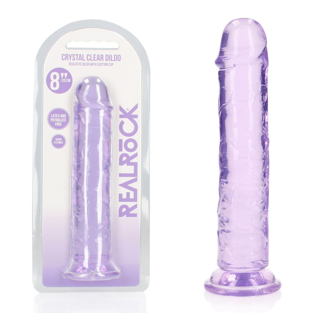 REALROCK 20 cm Straight Dildo - Purple - Purple 20 cm (8'') Dong - Silk and Sin