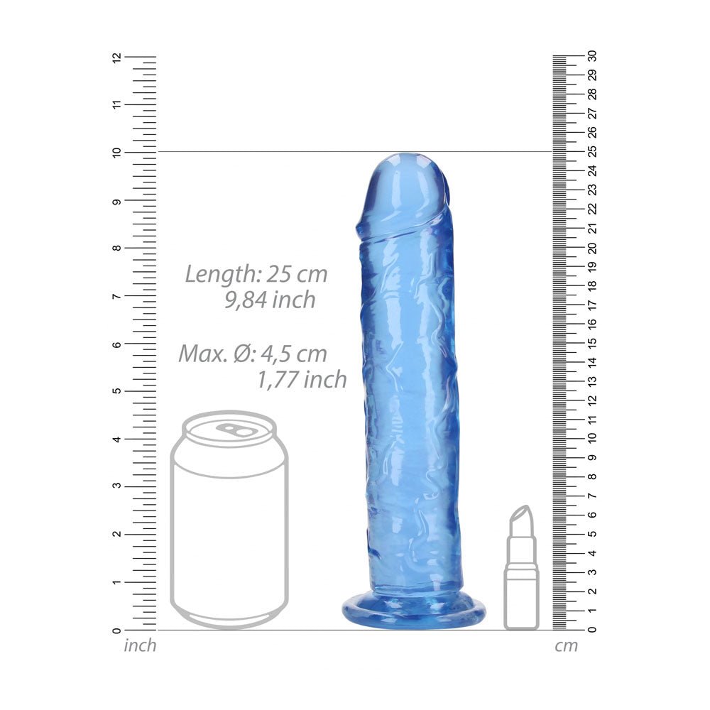 REALROCK 25 cm Straight Dildo - Blue - Blue 25 cm (10'') Dong - Silk and Sin