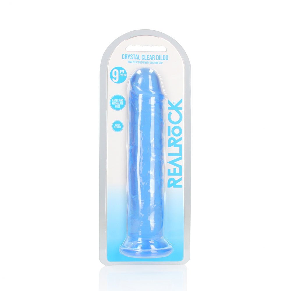 REALROCK 25 cm Straight Dildo - Blue - Blue 25 cm (10'') Dong - Silk and Sin