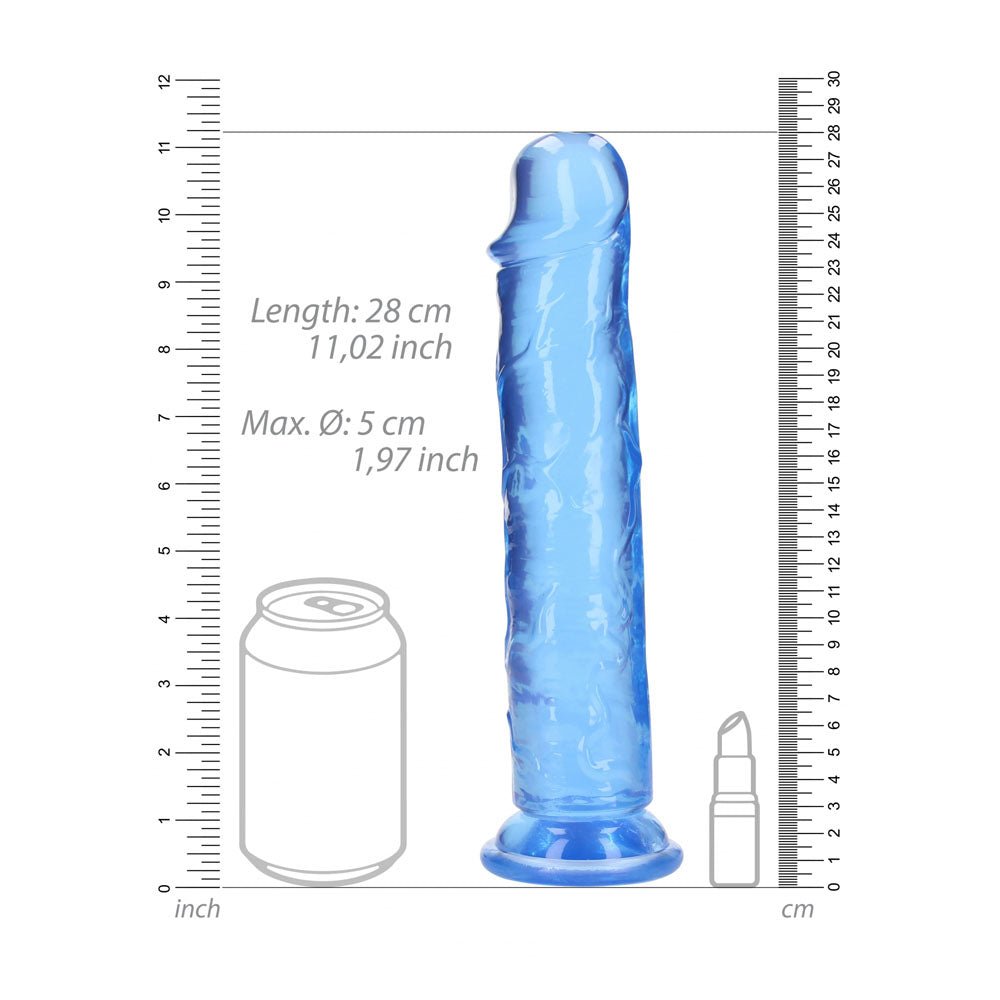 REALROCK 28 cm Straight Dildo - Blue - Blue 28 cm (10'') Dong - Silk and Sin