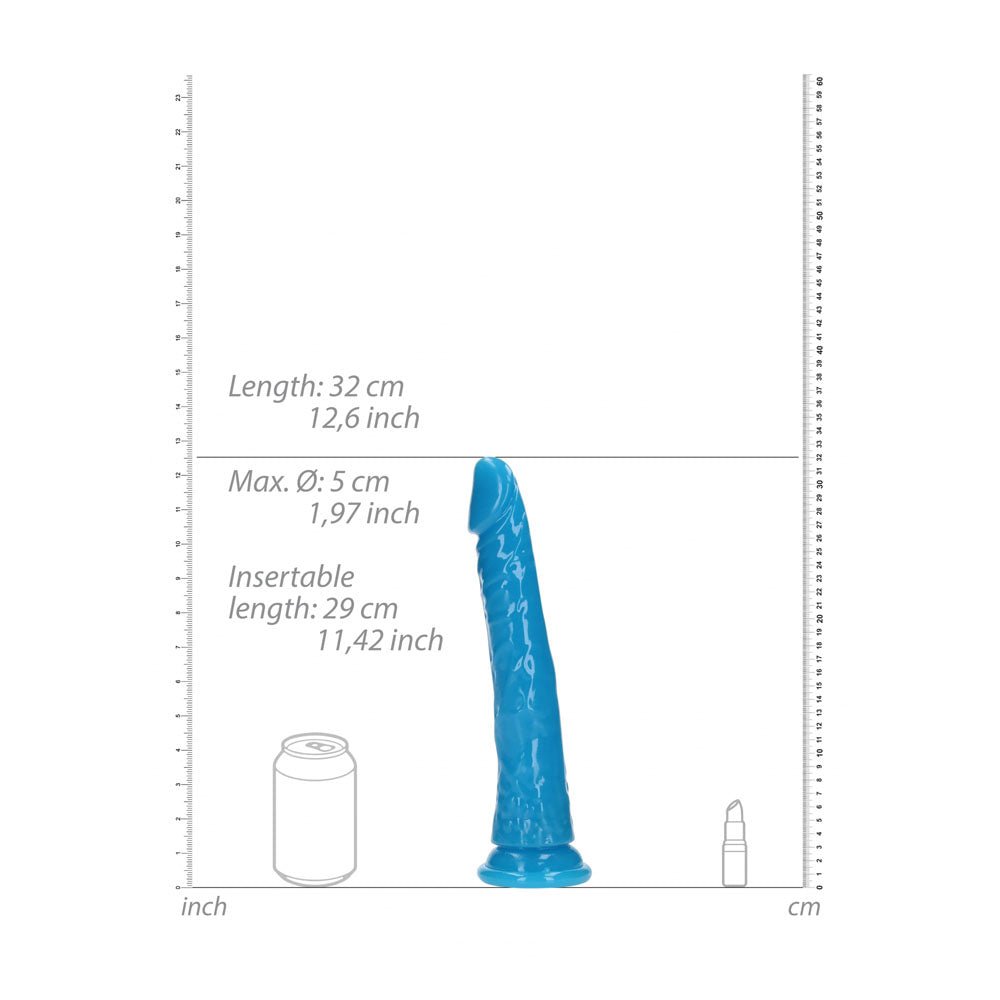 REALROCK 29 cm Slim Glow in the Dark Neon - Blue - Glow in Dark Blue 29 cm (11'') Dong - silkandsin