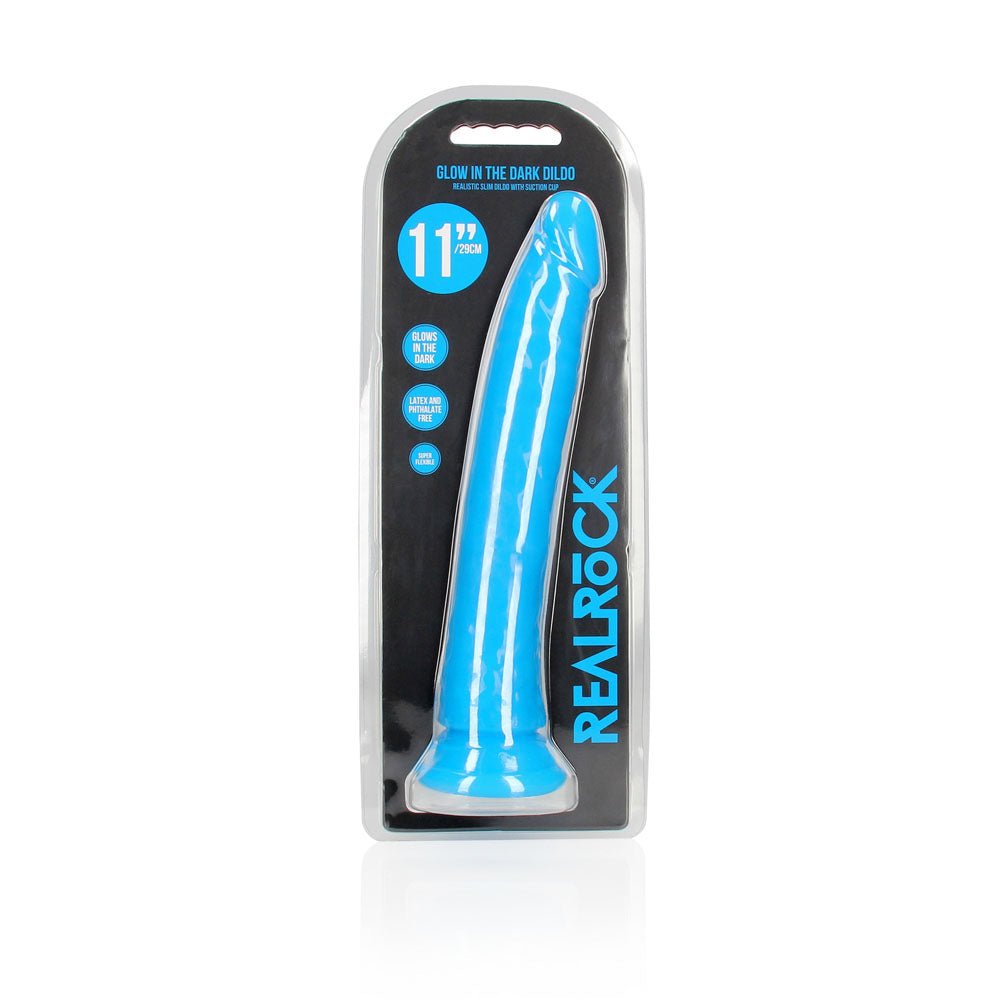 REALROCK 29 cm Slim Glow in the Dark Neon - Blue - Glow in Dark Blue 29 cm (11'') Dong - silkandsin