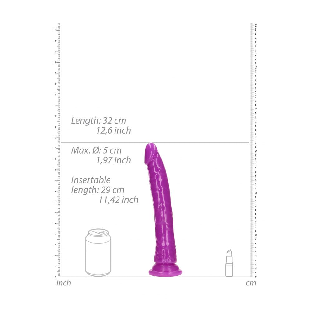 REALROCK 29 cm Slim Glow in the Dark Neon - Purple - Glow in Dark Purple 29 cm (11'') Dong - silkandsin