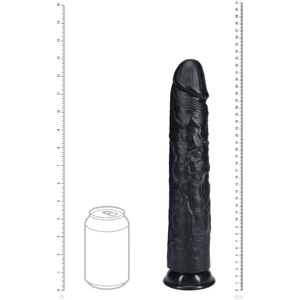 REALROCK 33cm Extra Long Dildo - Black - Black 33 cm (13'') Extra Long Dong - silkandsin