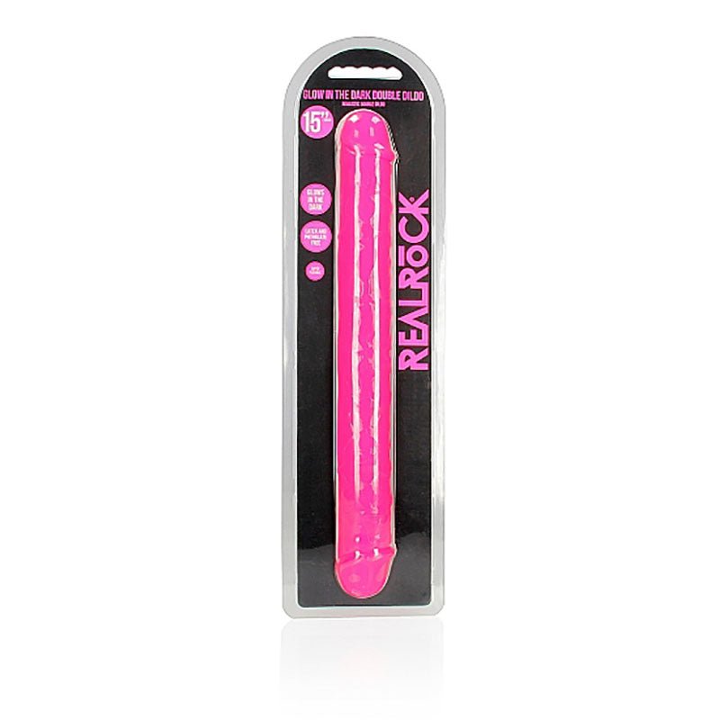 REALROCK 38 cm Double Dong Glow - Pink - Pink 38 cm (15'') Double Dong - silkandsin