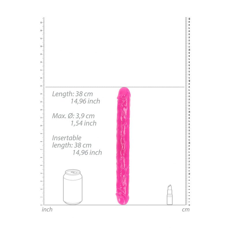 REALROCK 38 cm Double Dong Glow - Pink - Pink 38 cm (15'') Double Dong - silkandsin
