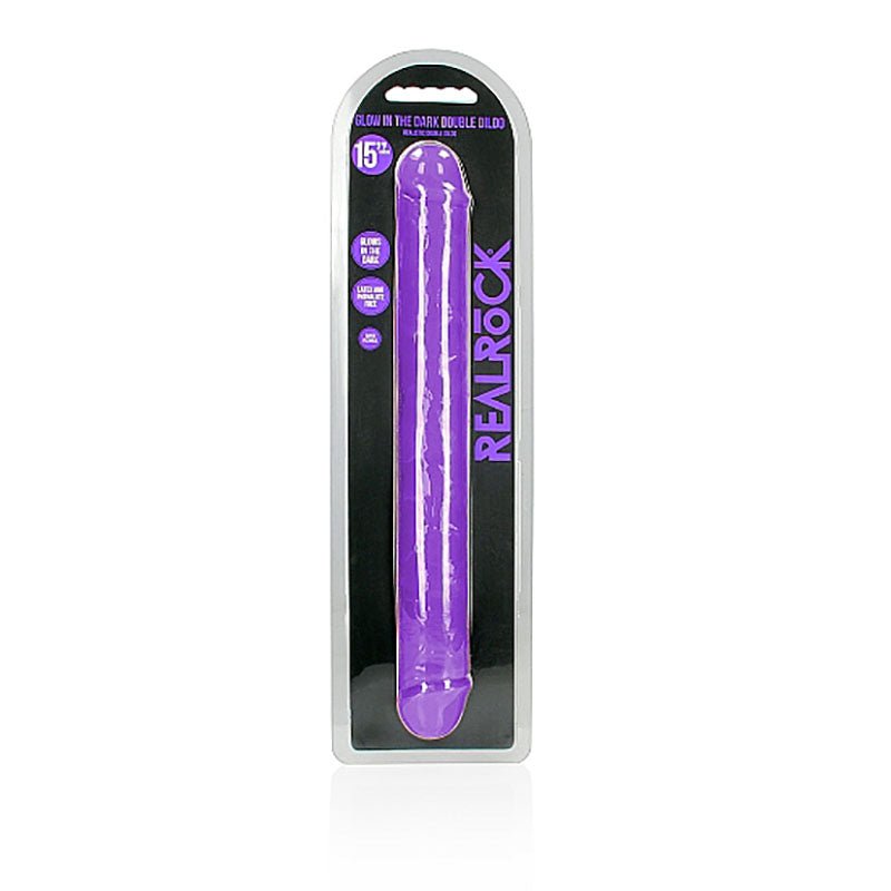 REALROCK 38 cm Double Dong Glow - Purple - Purple 38 cm (15'') Double Dong - silkandsin