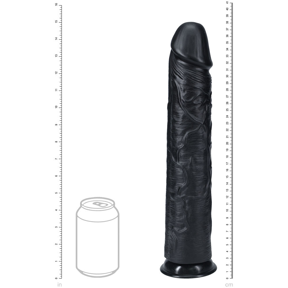 REALROCK 38cm Extra Long Dildo - Black - Black 38 cm (15'') Extra Long Dong - silkandsin
