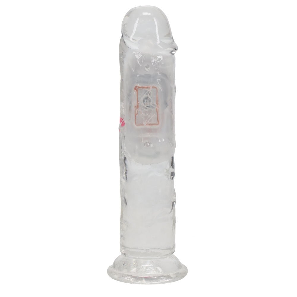 REALROCK 6'' No Balls Wireless Rechargeable LED Vibrating Dong - Clear with LED 16.5 cm USB Rechargeable Vibrating Dong with Remote - silkandsin