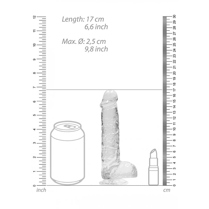 REALROCK 6'' Realistic Dildo With Balls - Clear 15.2 cm Dong - silkandsin
