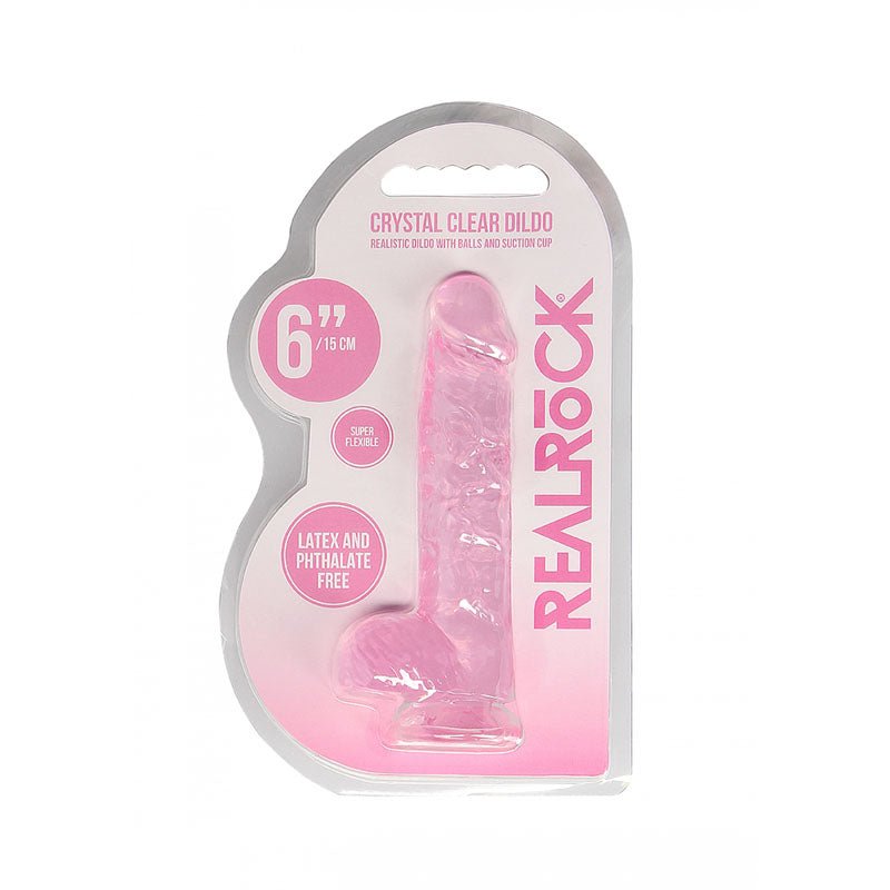 REALROCK 6'' Realistic Dildo With Balls - Pink 15.2 cm Dong - silkandsin