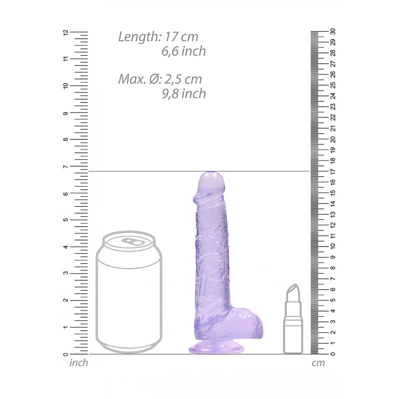REALROCK 6'' Realistic Dildo With Balls - Purple 15.2 cm Dong - silkandsin