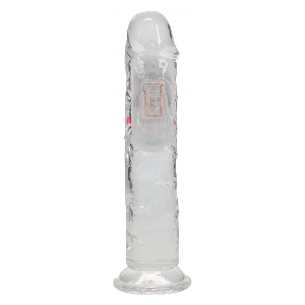 REALROCK 7'' No Balls Wireless Rechargeable LED Vibrating Dong - Clear with LED 20 cm USB Rechargeable Vibrating Dong with Remote - silkandsin