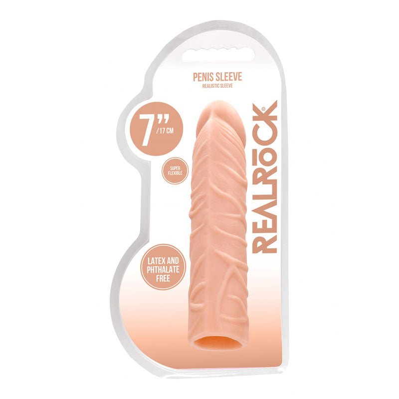 REALROCK 7'' Penis Extender - Flesh 17.8 cm Penis Extension Sleeve - Silk and Sin