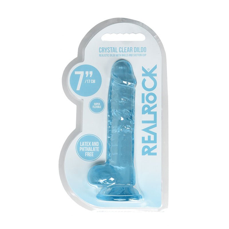 REALROCK 7'' Realistic Dildo With Balls - Blue 17.8 cm Dong - silkandsin