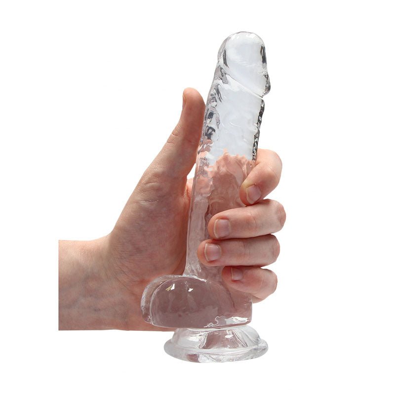 REALROCK 7'' Realistic Dildo With Balls - Clear 17.8 cm Dong - silkandsin